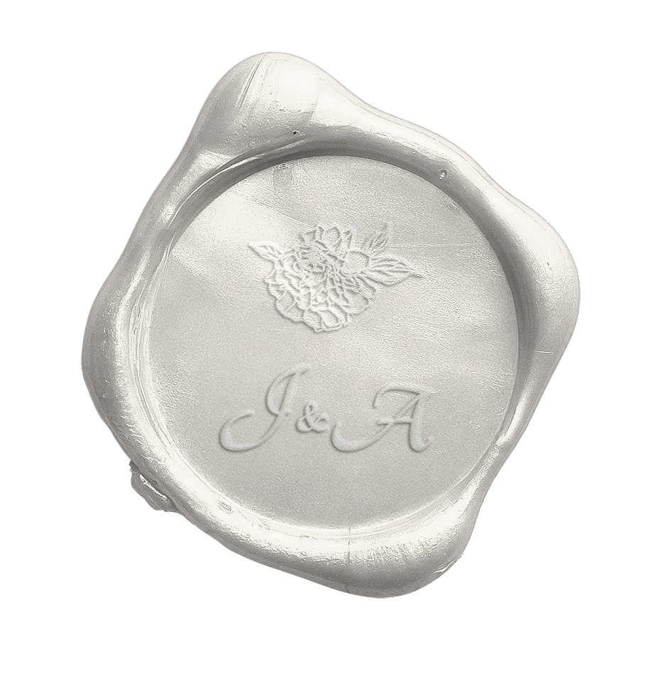 Vintage wax seal with floral motif used in The Modern Invite Old Money digital wedding invitation
